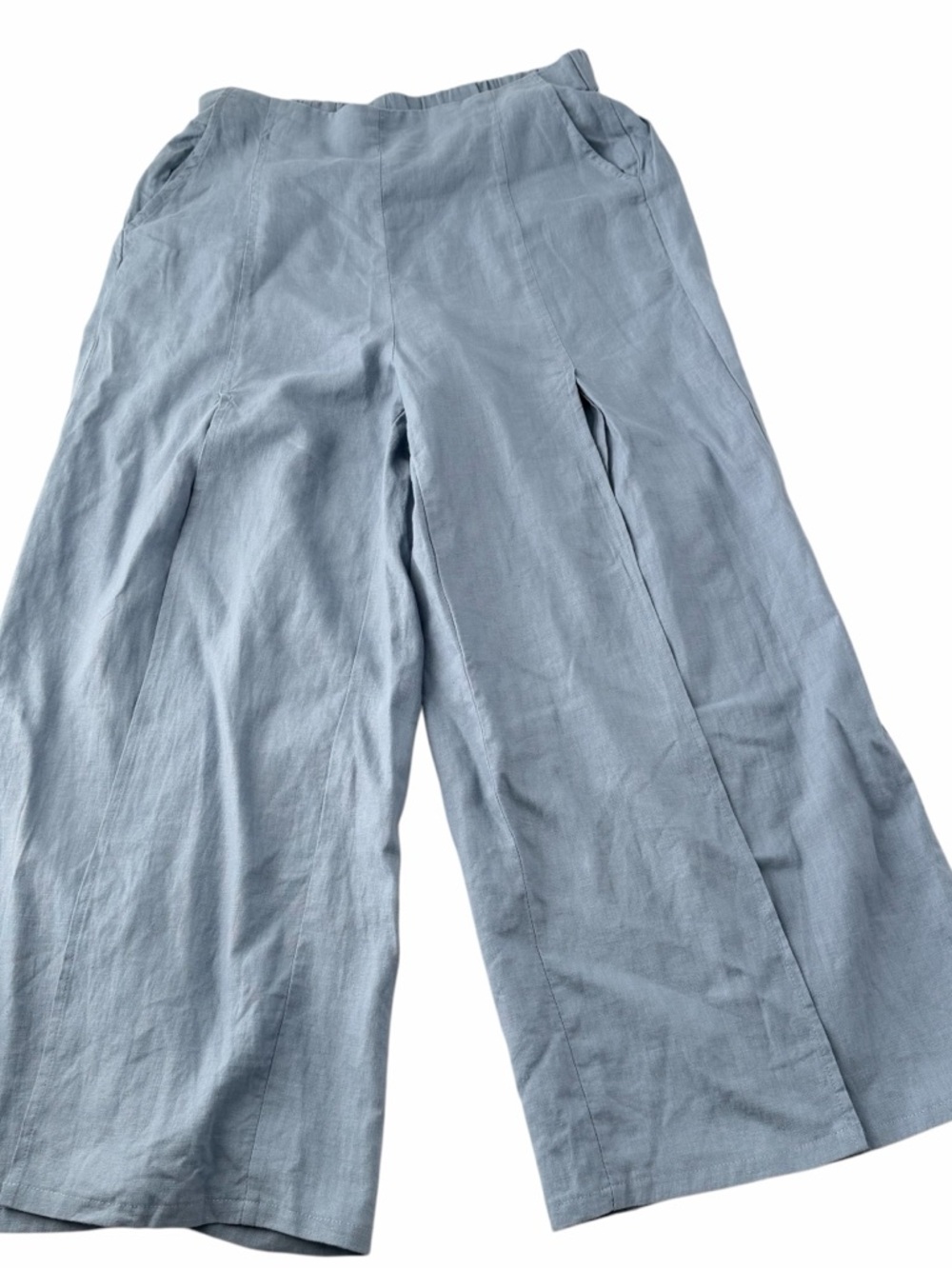 Happily Grey Light Blue Wide-Leg Women’s M Summer Boho Resortwear Casual Pants